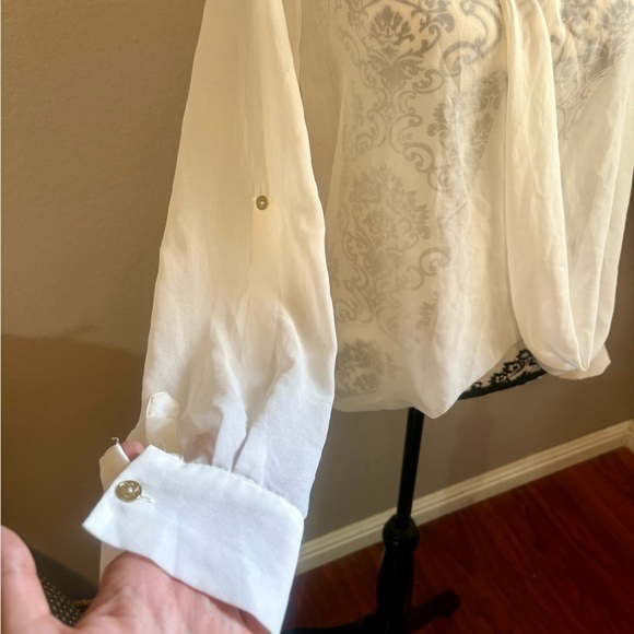 BCBGMAXAZRIA Faux Wrap See Through Blouse - Picture 2 of 7